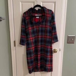 Plaid Ruffle Neck Dress